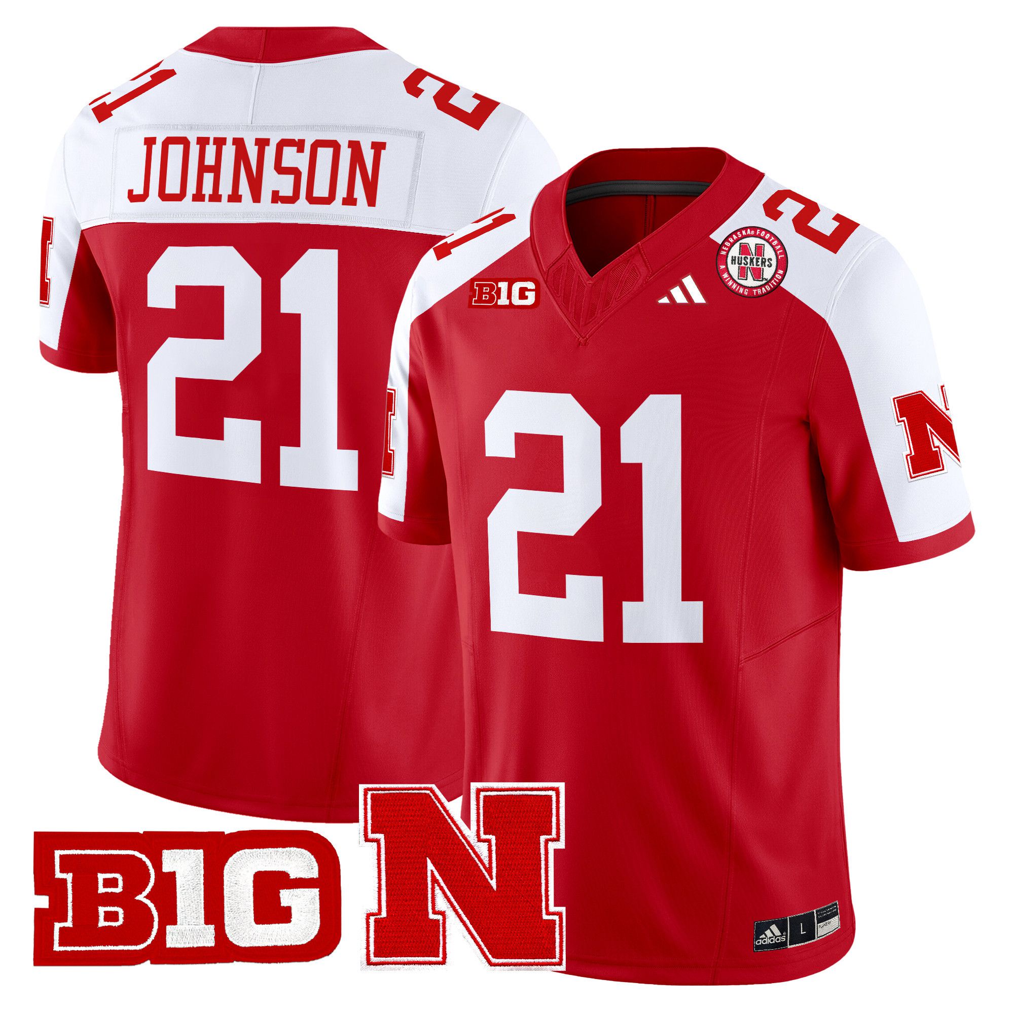 Men Nebraska Cornhuskers #21 Johnson Red 2024 Vapor Limited NCAA Jersey